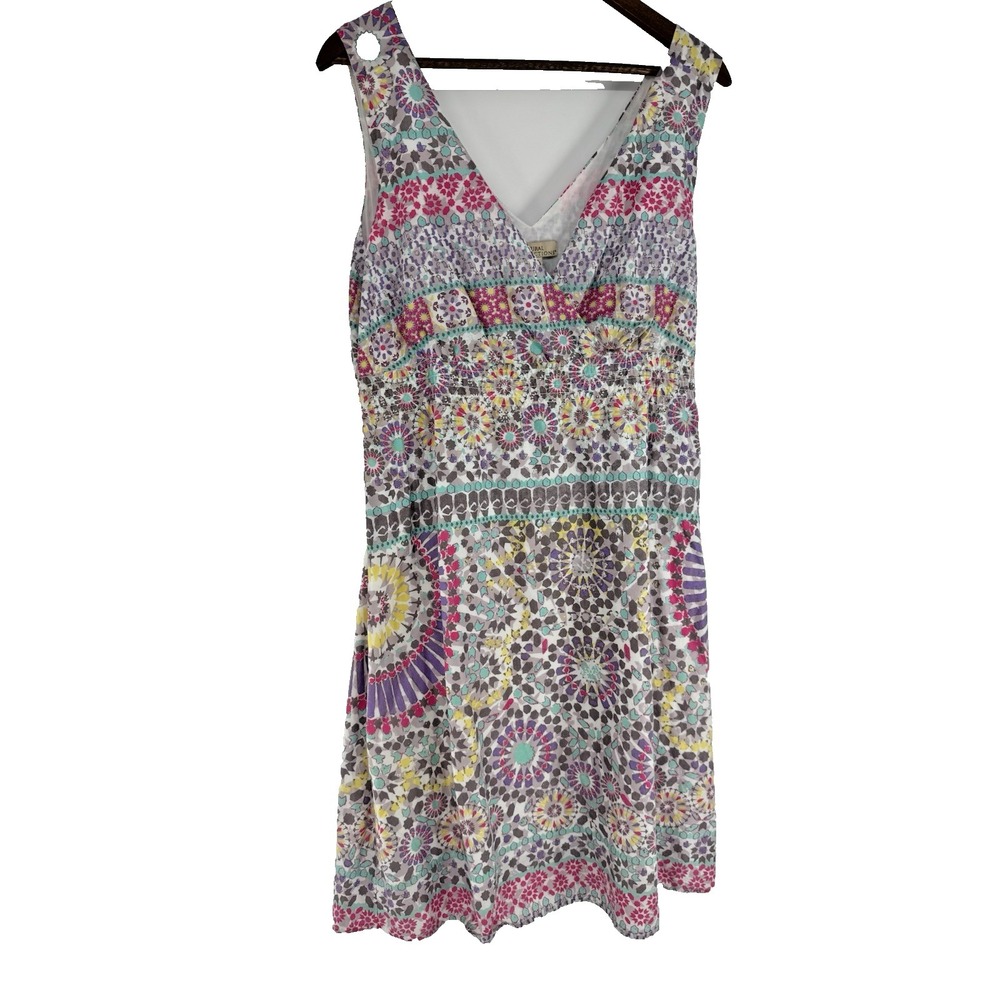 Natural Reflections‎ Geometric Dress Y2K babydoll lightweight sleeveless short L